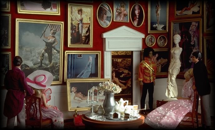 photo, Barbie's art gallery (detail) http://www.erols.com/browndk/bigsalon.jpg